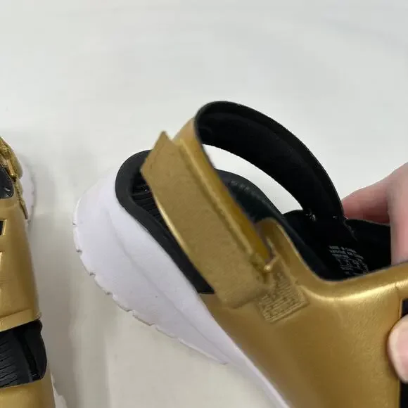 Nike Tanjun Sport Gold Black Large Logo Comfort Womens Casual Open Toe Sandals 7 - Picture 7 of 10
